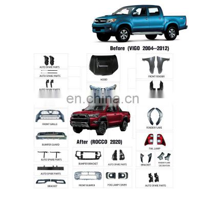 High quality car body kit for Toyota Hilux Vigo 2004-2012 upgrade to 2021  ROCCO Model with front rear bumper assembly grille