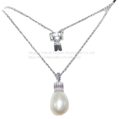 S925 sterling silver necklace women's pearl collarbone chain