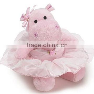 Pink Hippo with Ballerina Skirt/Plush Lovely Hippo Doll/Soft Stuffed Customized Toy Hippo