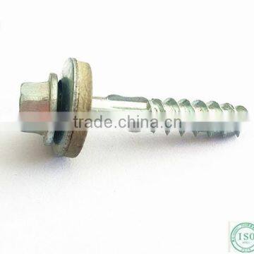 Blue plated hex head self tapping screw with rubber washer