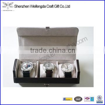 custom black pu leather watch case wholesale watch gift roll box