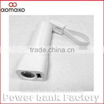 Factory price USB portable power bank 2600mah with LED flashlight customized capacity is welcomed