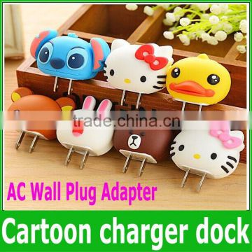 5V-1A Universal Cartoon USB Charger Plug AC Adapter Fit All Smartphone/Pad/PSP/Camera ,Cute Cell Phone Accessories