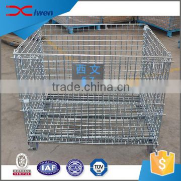 Industry portable collapsible galvanized rolling metal storage cage