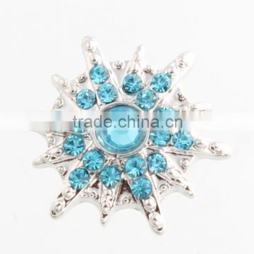 Shining Aqua And Clear Crystal Button Snap For Ginger Snap Jewelry