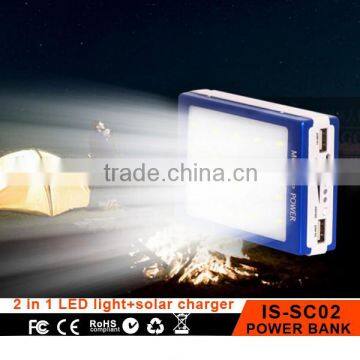 made in China dual USB output 6000mah solar panel power bank