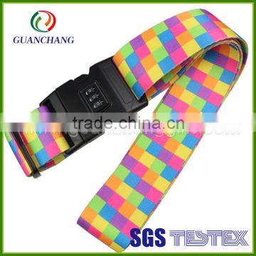 Personalized made best sale high quality polyester Tsa Lock and buckle suitcase luggage strap with handle wholesale