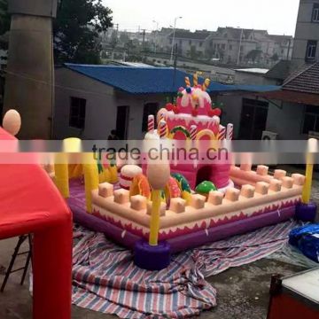 inflatable birthday cake outdoor playground for commercial use