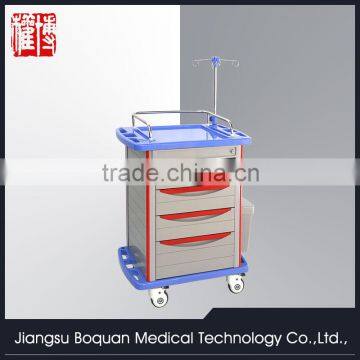 multi-function five drawers plastic-steel columns with IV stand ABS clinic trolley