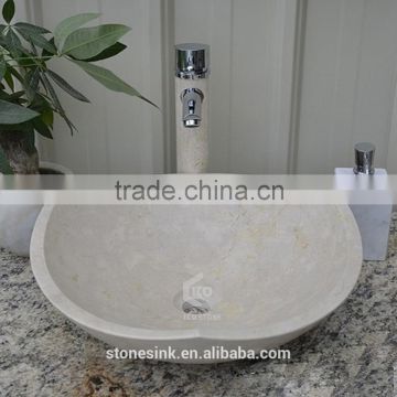 2015 new design beige travertine triangular stone sink