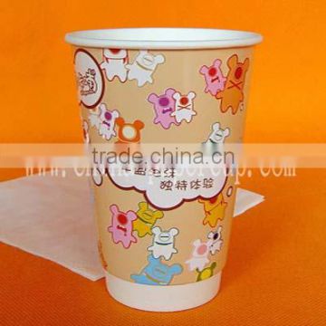 18oz Eur 16oz customer LOGO printed double wall hot drink coffee paper cup with lid and stirrer