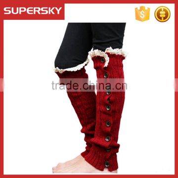 A-06 knitted heated boot socks button up knitted leg warmer button lace leg warmers