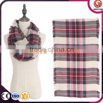 wholesale fashion hot-selling winter circle scarves tartan warm loop scarf infinity scarf tartan with 6 colors