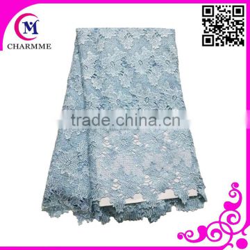 Nice designs african wedding guipure lace fabric sky blue lace for party
