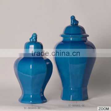 New design blue bottle ceramic storage jars for home decorations