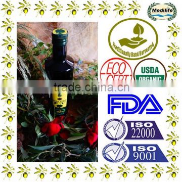 Extra Virgin Olive Oil 1st Cold Press with FDA , High Quality 100% Tunisian Olive Oil, Dorica glass bottle 500 ml.