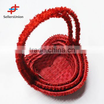 2017 No.1 Yiwu agent hot sale export commission agent 3 sizes valentine's day red heart gift flower/fruit basket