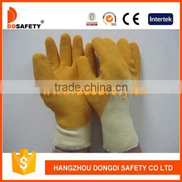 DDSAFETY 2017 10 Gauge Cotton Gloves With Yellow Latex Rough Finished Latex Gloves