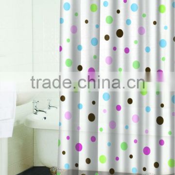 Print PEVA shower curtain and bath accessory