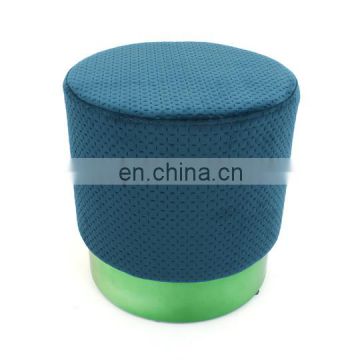 Customized velvet footrest stool round pouf with beautiful gradual change color and golden base modern home furniture