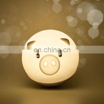 New Product 2021 Lamps Cartoon Pig Silicone Sleep Led Lamp  Night Light For Children