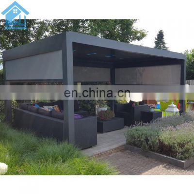 Aluminum Motor Controlled Patio Roof Pergola With Side Screen