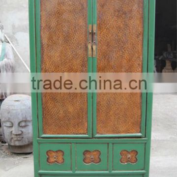 Chinese antique big carved painted wooden wardrobe
