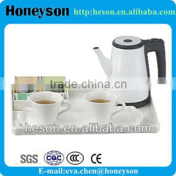 cheap hotel supplies new models hospitality electric tea pot kettle and tray set for hotels
