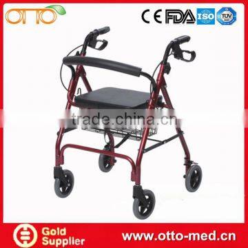 Elderly aluminum folding walker with 4 wheels