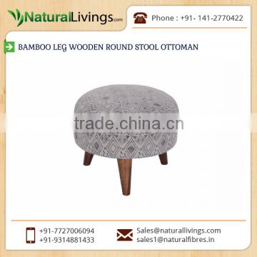 Soft and Long Life Cotton Rug Upholstered Wooden Round Stool for Sale