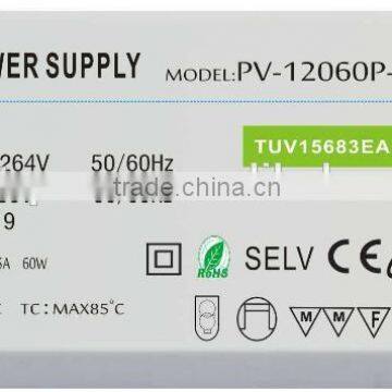 input voltage switching power light and thin design 24v 60w