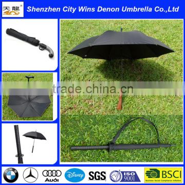 High quality special shape gun handle umbrella,durable top quality sword umbrella,walking stick cruth umbrella