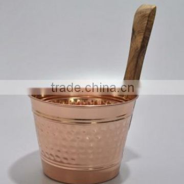 Solid copper Buckets for sauna spa with wooden handle
