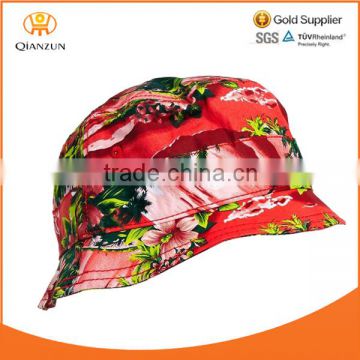 Red blank print pattern bucket hat cotton floral custom printed bucket hats