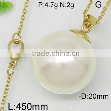 Glaring big size pearl pendant gold plating necklace
