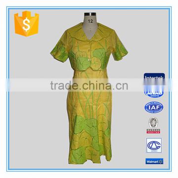 Hot sale lotus leaf embroidery sexy dress collar neck designs for ladies suit