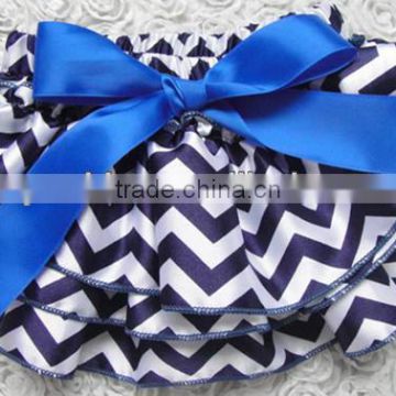 children chevron clothes factory sale baby new satin shorts toddler chevron PP blue pants infant underwear diaper cover with bow