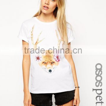 PETITE Boyfriend T-Shirt With Fox And Antlers
