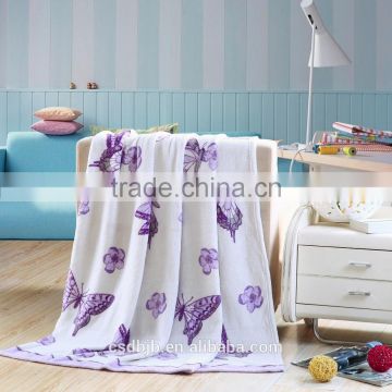 China supplier butterfly print lovely throw coral fleece blanket Baby blanket