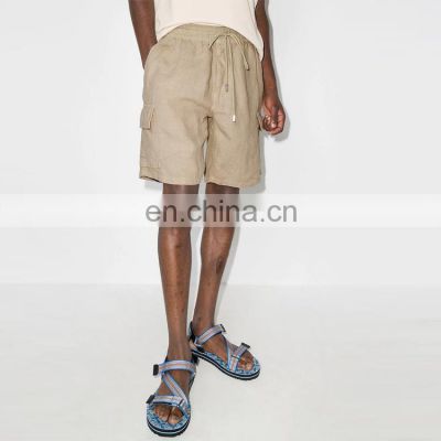 fashion YIHAO custom logo drawstring linen shorts for men