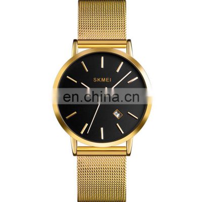 Skmei 1530 gold wrist watches for women ultra thin watches 3atm water resistant stainless steel watch case