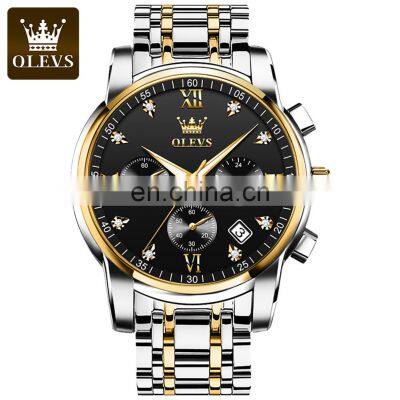 Olevs 2858 Good Quality Men Quartz Watches Design Logo Waterproof Luxury Steel Custom Clock Watch