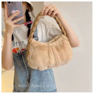 Autumn and winter plush bag shoulder handbag underarm dumpling bag furry bag fashion bag