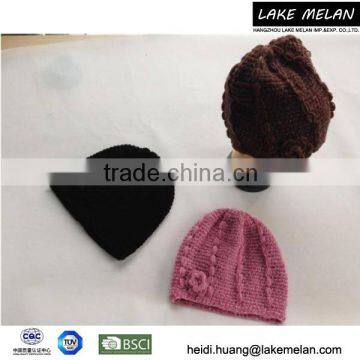 Best Seller Acrylic Knitted Beanie Hat With Flower