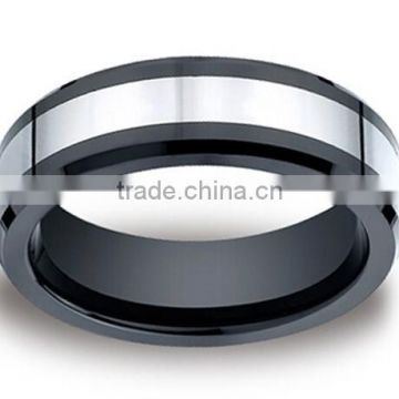 7mm Men's Two Tone Benchmark Ceramic Beveled Edge Cobaltchrome Ring