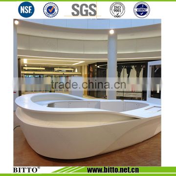High gloss supper white acrylic solid surface top reception top counter
