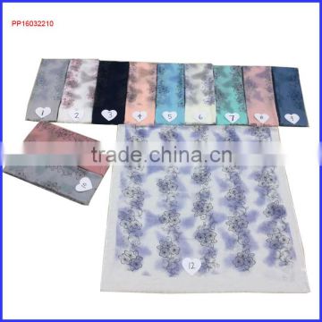 2016 small flower printed 100% cotton arab scarf