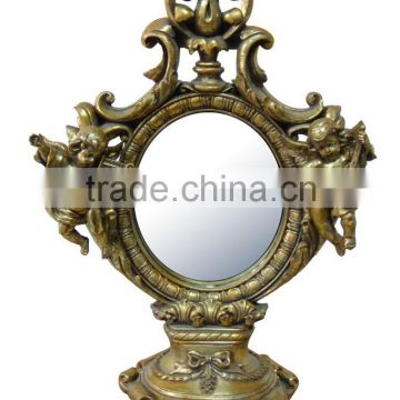 Antique fancy table mirror polyresin table stand mirror