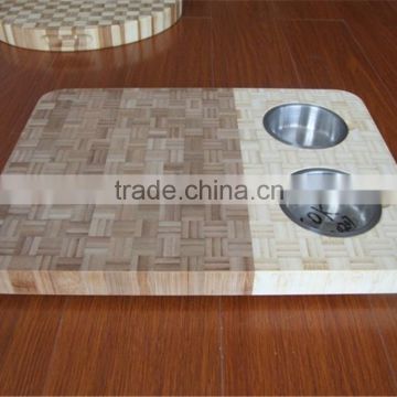 Bamboo cutting board with 2 prep bowls