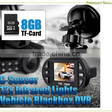 IR G-sensor HD DVR Fantastic vehicle car camera dvr recorder with 12 IR LED lights
